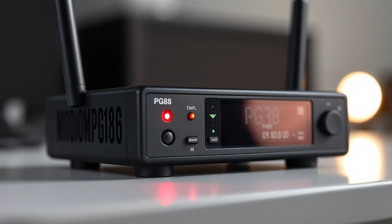Detailed shot of PG88 wireless microphone receiver showcasing signal lights and control features for professional audio use.